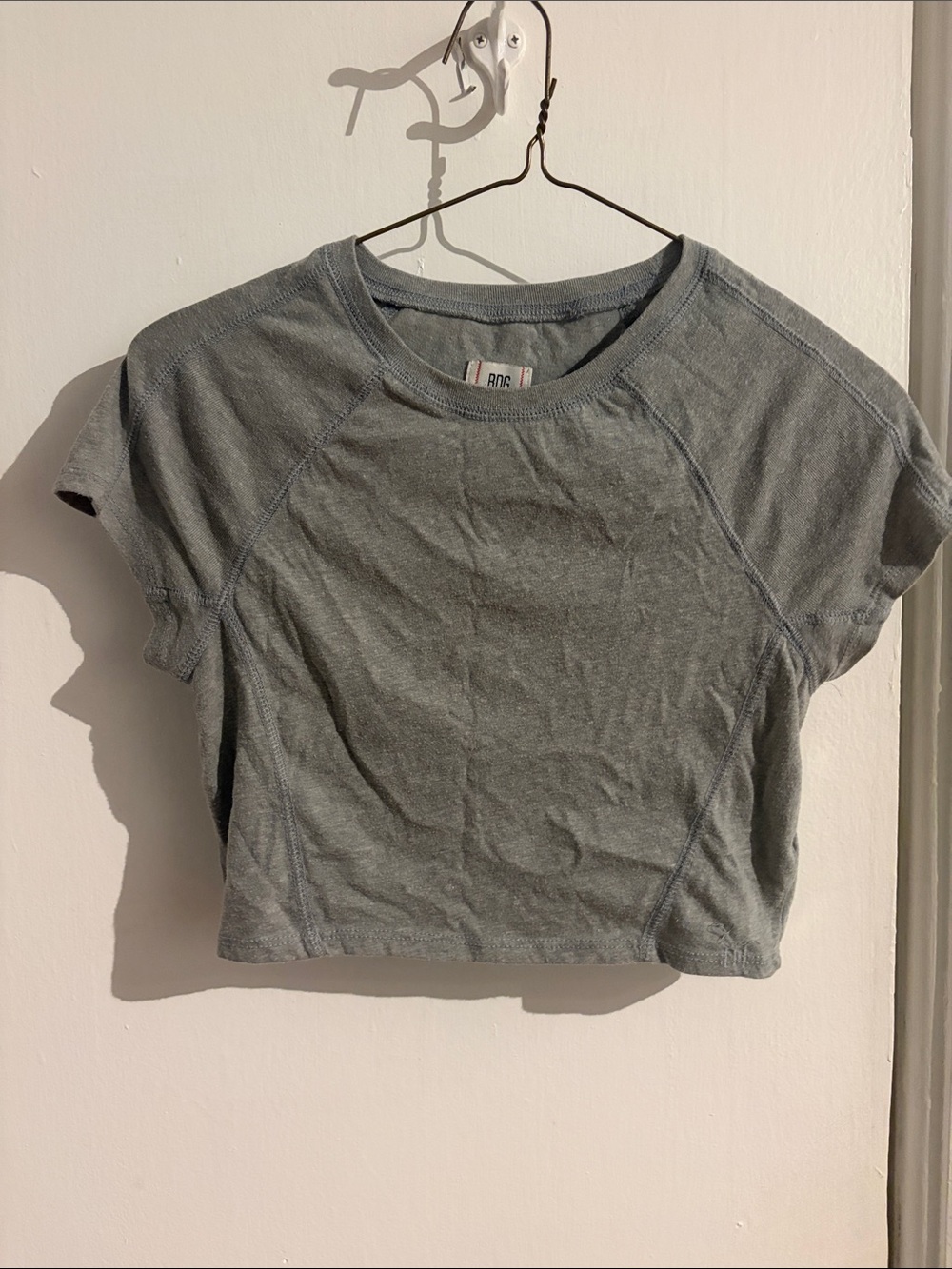 BDG Light Gray Cropped Tee - Short Sleeve